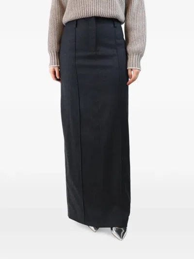 Pre-owned G. Seam-detail Maxi Skirt In Gray