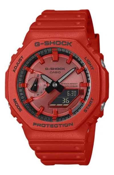 G-shock 5600 Series Ga2100rrb-4a Ana-digi Resin Strap Watch, 48.5mm X 45.4mm In Red