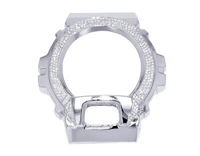 Pre-owned G-shock Casio  6900 Semi-iced Out Diamond Bezel 1 1/2ct