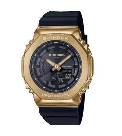 Pre-owned G-shock Casio  Analog-digital Gold Ion Plated Bezel Women's Watch Gms2100gb-1a