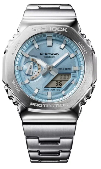 Pre-owned G-shock Casio  G-steel 2100 Series Silver Dial/steel Men's Watch Gm2110d-2a