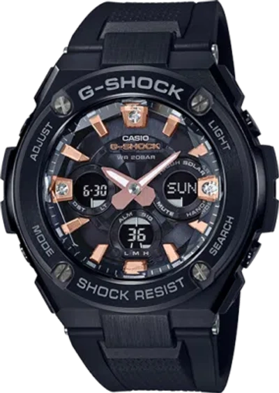 Pre-owned G-shock Casio  G-steel Diamond Index W/time Blk/rose Gold Watch Gsts310bdd-1a
