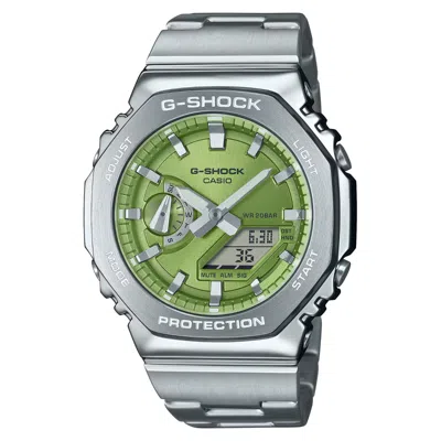 Pre-owned G-shock Casio  G-steel Metallic Lime Green Ana-digi Mens Watch Gm2110d-3a