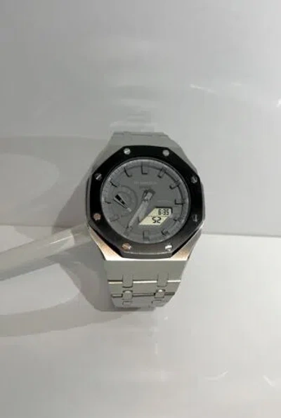 Pre-owned G-shock Casio  Gray Ga2100 Carbon Custom Silver/black Case
