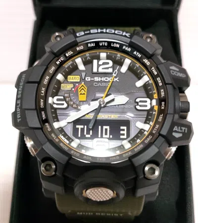 Pre-owned G-shock Casio  Gwg-1000-1a3jf Mudmaster Green Band Radio Solar Men Watch Tough