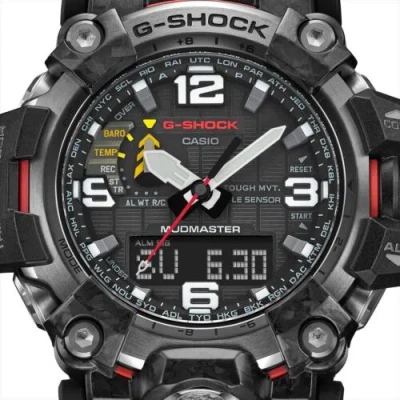 Pre-owned G-shock Casio  Gwg-2000-1a3 Mudmaster Carbon Radio Triple Sensor Army Green