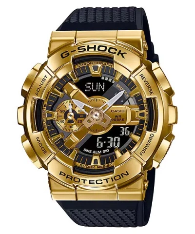Pre-owned G-shock Casio  Metal Bezel Gold Magnetic Resistant Mens Watch Gm110g-1a9
