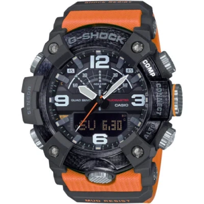 Pre-owned G-shock Casio Men's Watch  Mudmaster Orange Resin Strap Analog-digital Ggb100-1a9