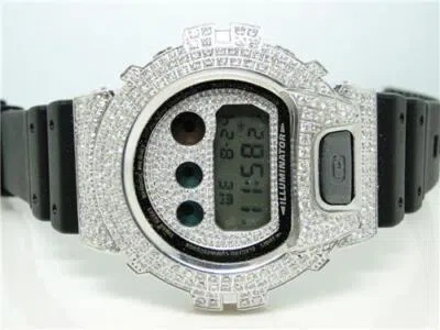 Pre-owned G-shock Casio Mens Shock 6900 Jojino Aqua Master White Simulated Diamond Watch 5.50 Ct