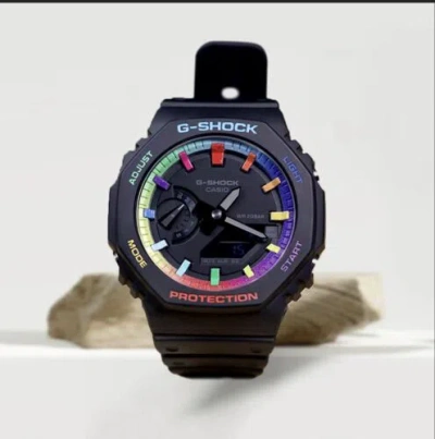 Pre-owned G-shock Casio Shock Black Rainbow, Casio Custom Watch Casioak Mod Modified Watch