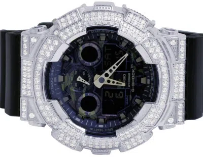 Pre-owned G-shock Casio Shock Ga-100cf-1a9cr White Simulated Diamond Watch 51mm 6.0 Ct