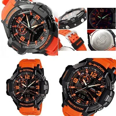 Pre-owned G-shock Fire Brigade Rescue  Sky Cockpit 20 Atm Waterproof (ga-1000-2b Ga-1000-4a In Ga-1000-4a (orange)