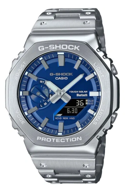 G-shock Full Metal 2100 Series Ana-digi Bluetooth Watch, 49.8mm X 44.4mm In Metallic