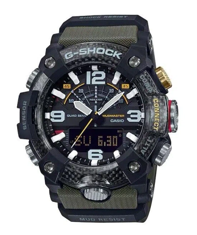 Pre-owned G-shock Ggb100-1a3 Mudmaster Men's Quad Sensor Compass Military Od Green Watch