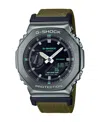 G-shock Men's Analog-digital Metal Cover Green Cloth Band Watch, 44.4mm, Gm2100cb-3a In Green