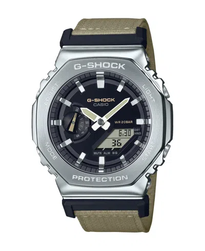 G-shock Men's Analog-digital Metal Cover Tan Cloth Band Watch, 44.4mm, Gm2100c-5a