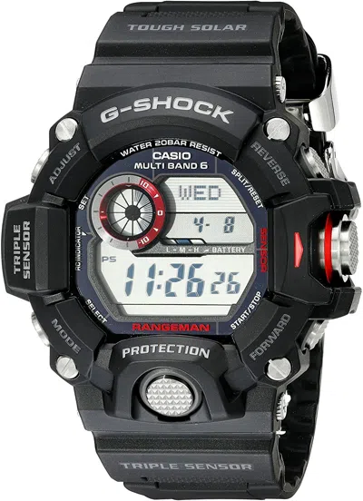 Pre-owned G-shock Rangeman Gw9400-1 Military Black Triple Sensor Solar Digital Watch