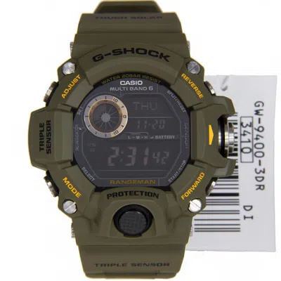 Pre-owned G-shock Rangeman Gw9400-3 Military Green Triple Sensor Solar Digital Watch