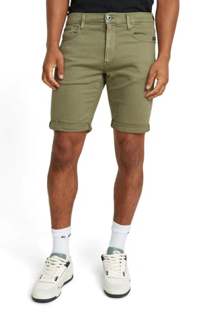 G-star 3301 Slim Fit Denim Shorts In Faded Shamrock Gold
