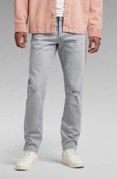 G-star 3301 Slim Fit Jeans In Sun Faded Ripped Skyrocket