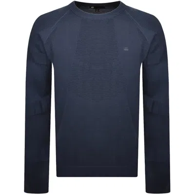 G-star 3d Biker Knit Jumper India Ink In Blue