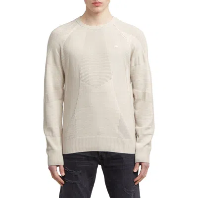 G-star 3d Biker Textureblock Crewneck Sweater In Neutral