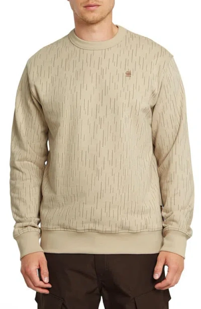 G-star Allover Print Organic Cotton Crewneck Sweatshirt In Beige Rain Camo