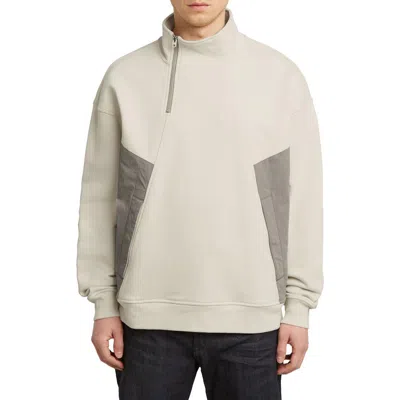 G-star Asymmetric Colorblock Organic Cotton Half-zip Sweatshirt In Brown