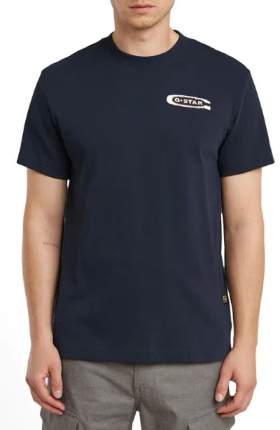 G-star Back Gr Arch Organic Cotton Graphic T-shirt In Blue
