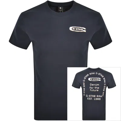 G-star Back Graphic Arch T Shirt Navy In Blue