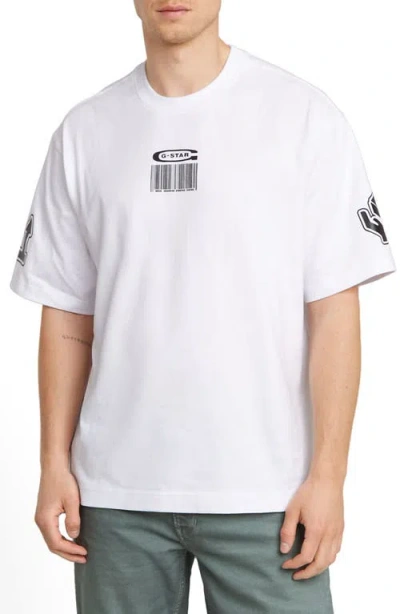 G-star Barcode Boxy Organic Cotton Graphic T-shirt In White