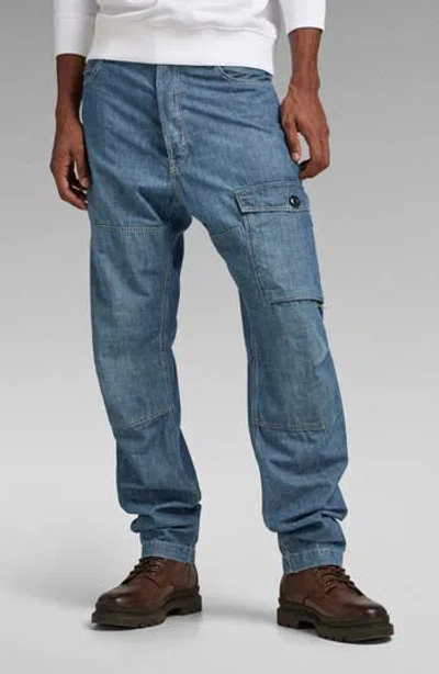 G-star Bearing 3d Cotton Cargo Jeans In Faded Cricket Blue