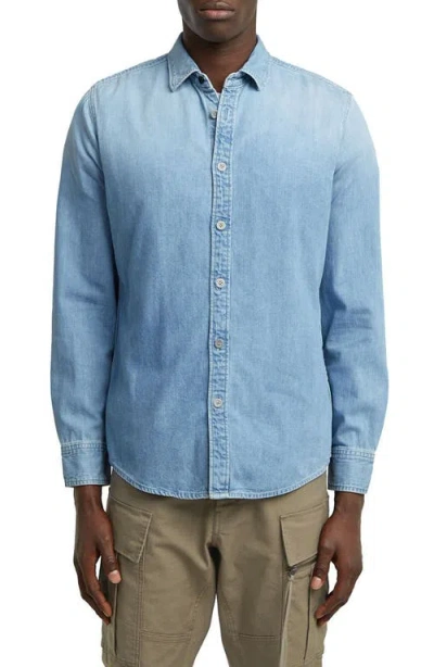 G-star Clean Slim Fit Cotton Chambray Button-up Shirt In Blue