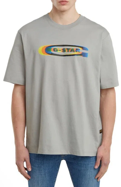 G-star Color Shift Old Skool Box Logo Organic Cotton Graphic T-shirt In Gray