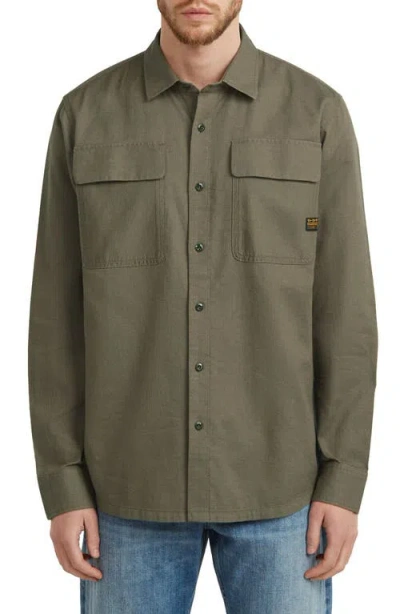 G-star Cpo Regular Fit Cotton & Linen Button-up Shirt In Green