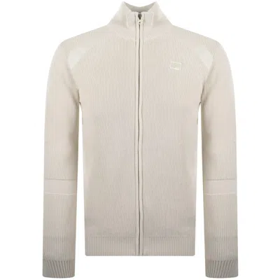 G-star Detailed Full Zip Knit Jumper Beige