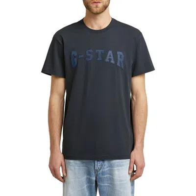 G-star Felt Logo Organic Cotton Graphic T-shirt In Blue