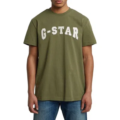 G-star Felt Logo Organic Cotton Graphic T-shirt In Green