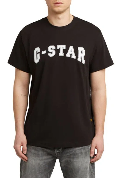 G-star Felt Logo Organic Cotton T-shirt In Black