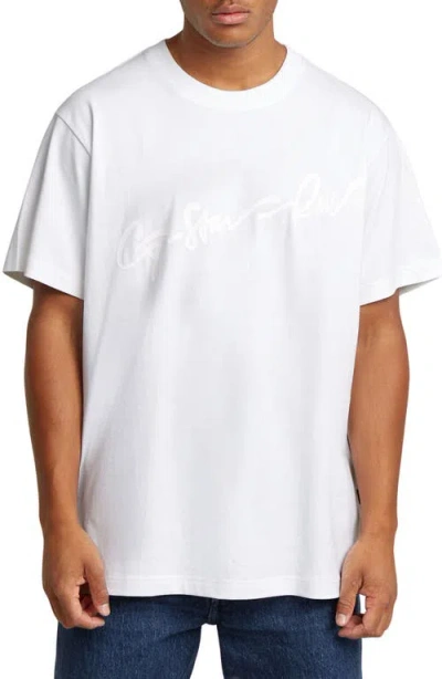 G-star Flocked G-script Loose Fit Organic Cotton T-shirt In White