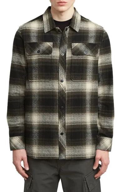 G-star Gpo Plaid Cotton Snap-up Overshirt In Black