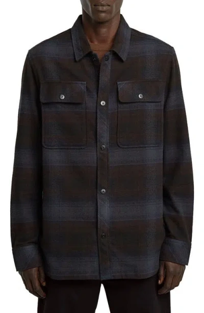 G-star Gpo Plaid Cotton Snap-up Overshirt In Brown