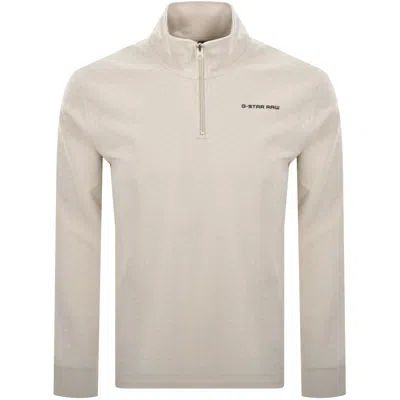 G-star G Star Half Zip Chequered Tweeter Sweatshirt Beige In Sand