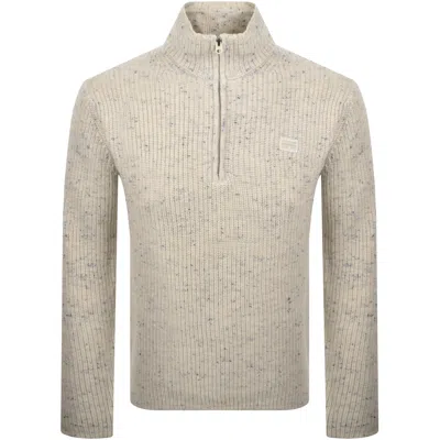 G-star Half Zip Knit Jumper Cream In Neutral