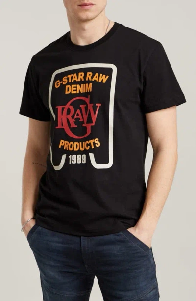 G-star Logo Graphic T-shirt In Dark Black