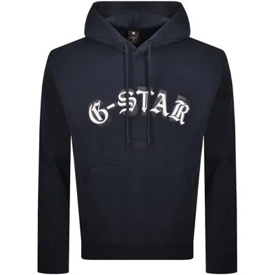 G-star G Star Logo Hoodie Navy In Blue