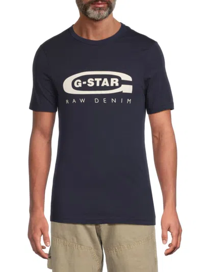 G-star Men's Logo Graphic Cotton Slim Fit T-shirt In Blue