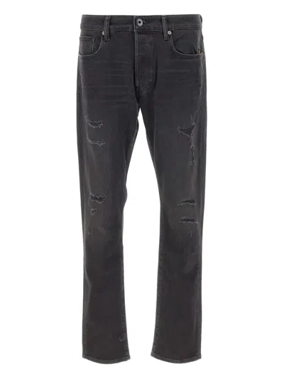G-star Raw 3301 Distressed Five-pocket Jeans In Black