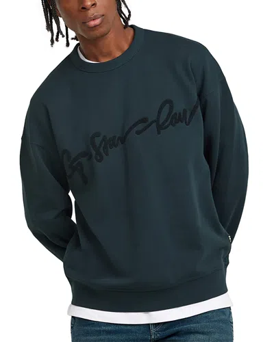 G-star Raw Men's Chenille Script Logo Sweatshirt In Legion Blu