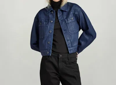 G-star Raw Cropped Long Sleeve Utility Jacket In Luna Blue Cobler
